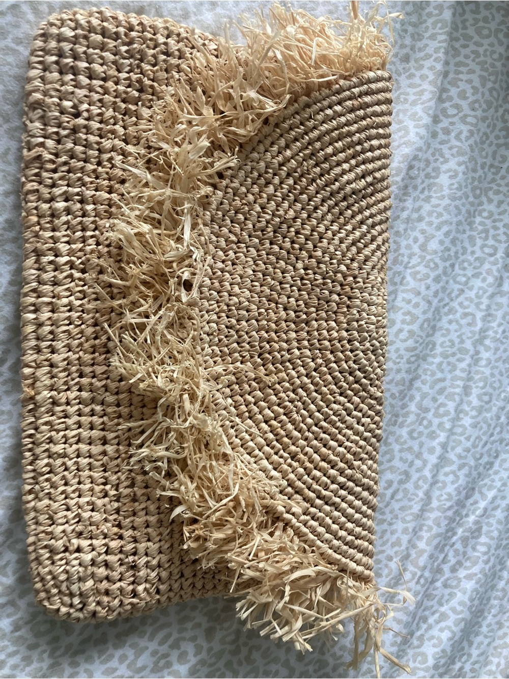 Mar Y Sol Straw Fringe Clutch in Natural Beige envelope size 9.5 x 6.5 in